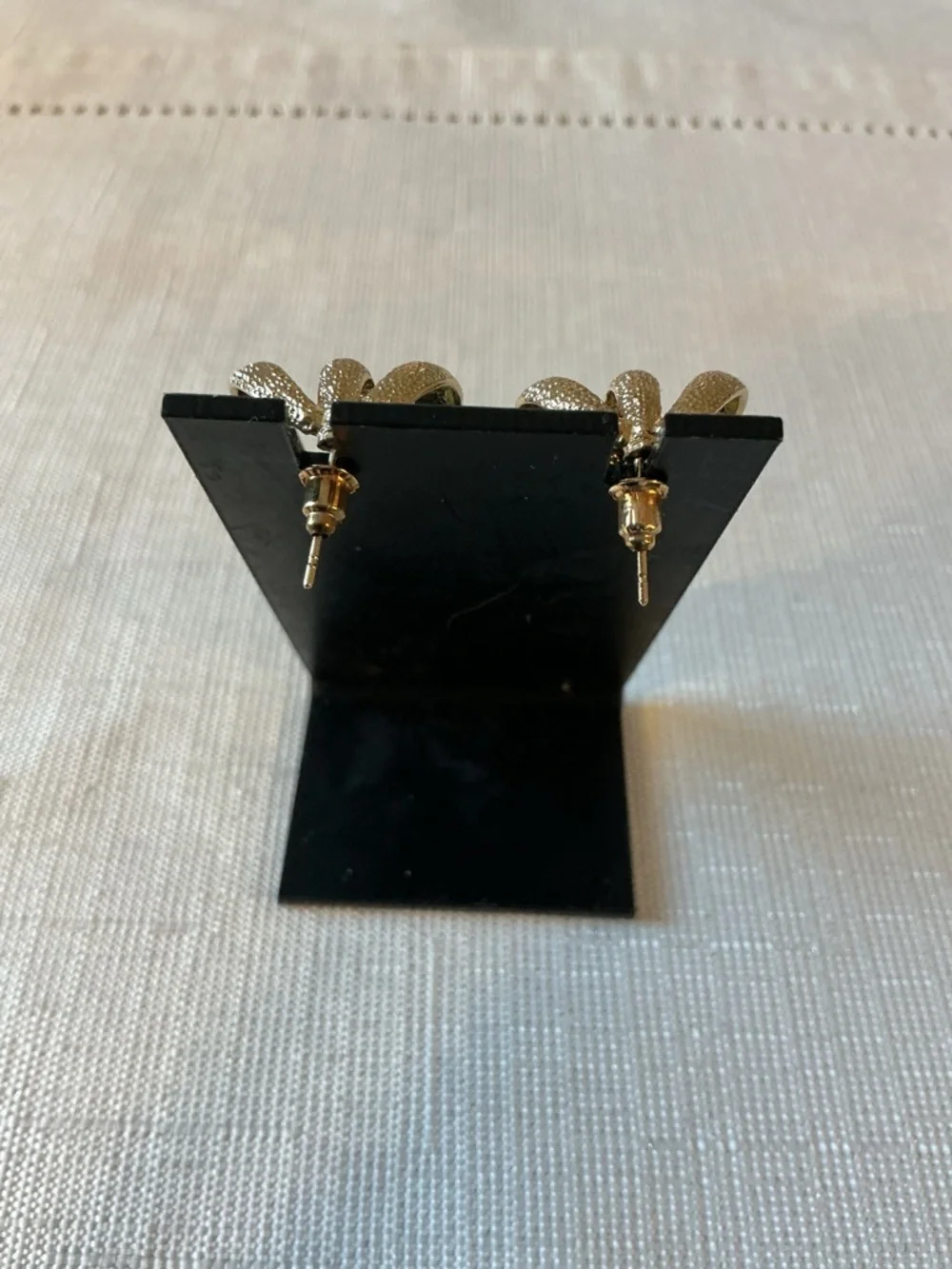 Triple Banded C Hoop Gold Tone Earrings